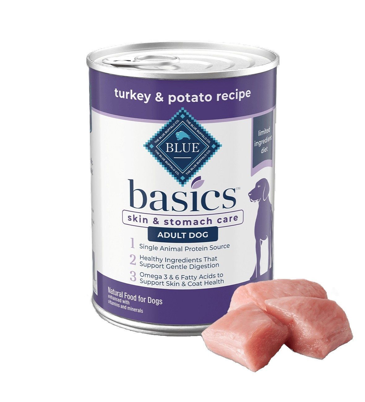 Blue Buffalo Basics Adult Dog Grain-Free Turkey and Potato Recipe Dog Food, 12.5-Oz