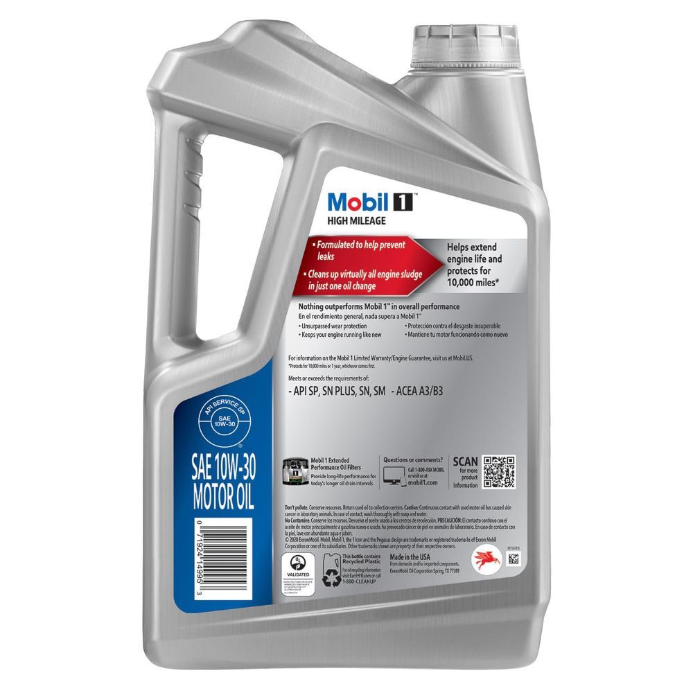 Mobil 1 High Mileage 10W-30 Motor Oil, 5-Qt