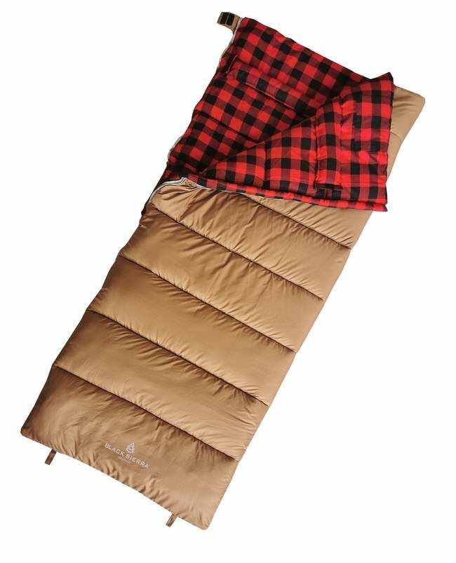 Sierra Sleeping Bag 0 Degree Flannel - Tan/Red, 34 in X 84 in