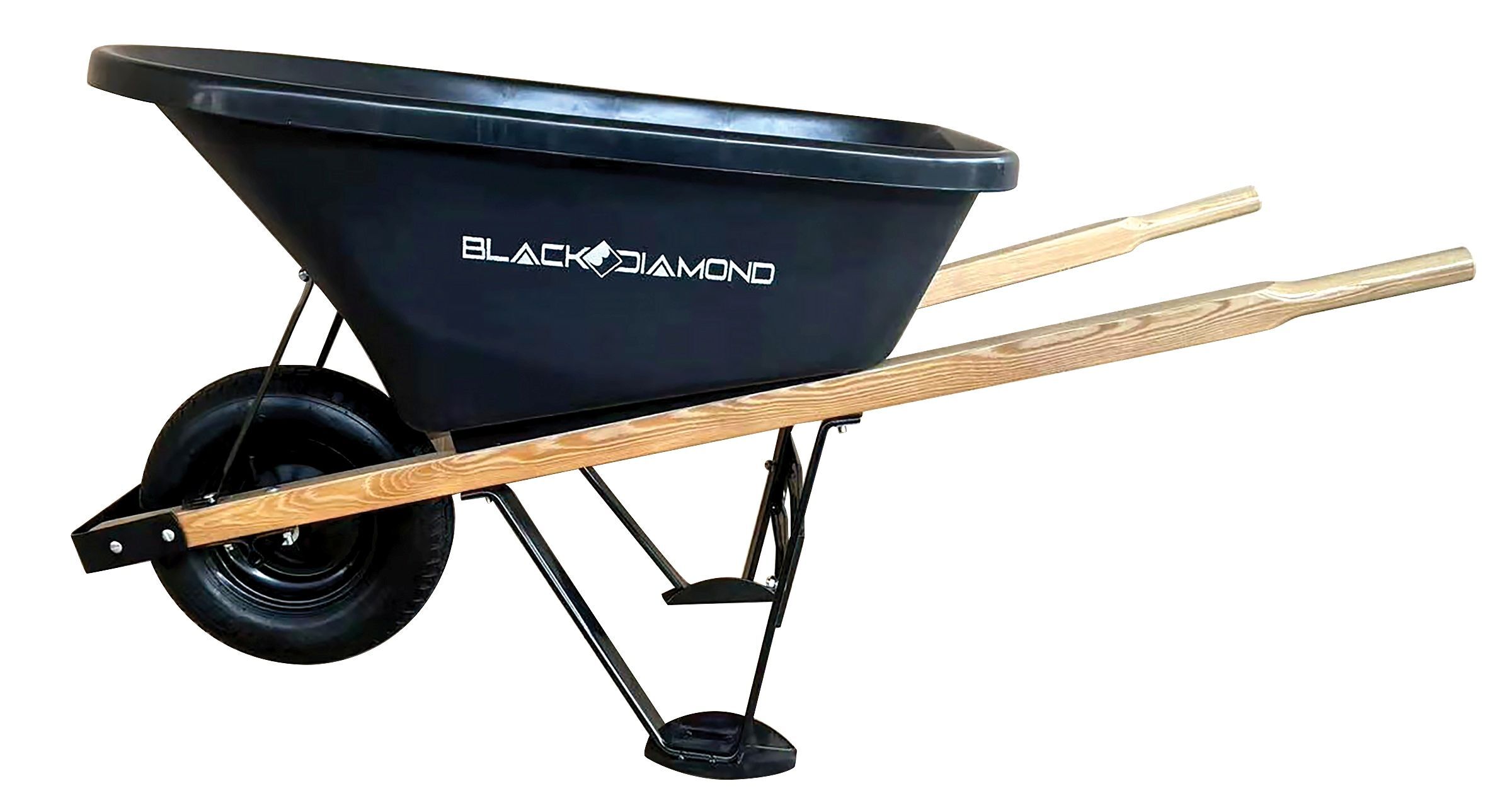 Black Diamond Poly Wheelbarrow with Wood Handles, 6-Cu Ft