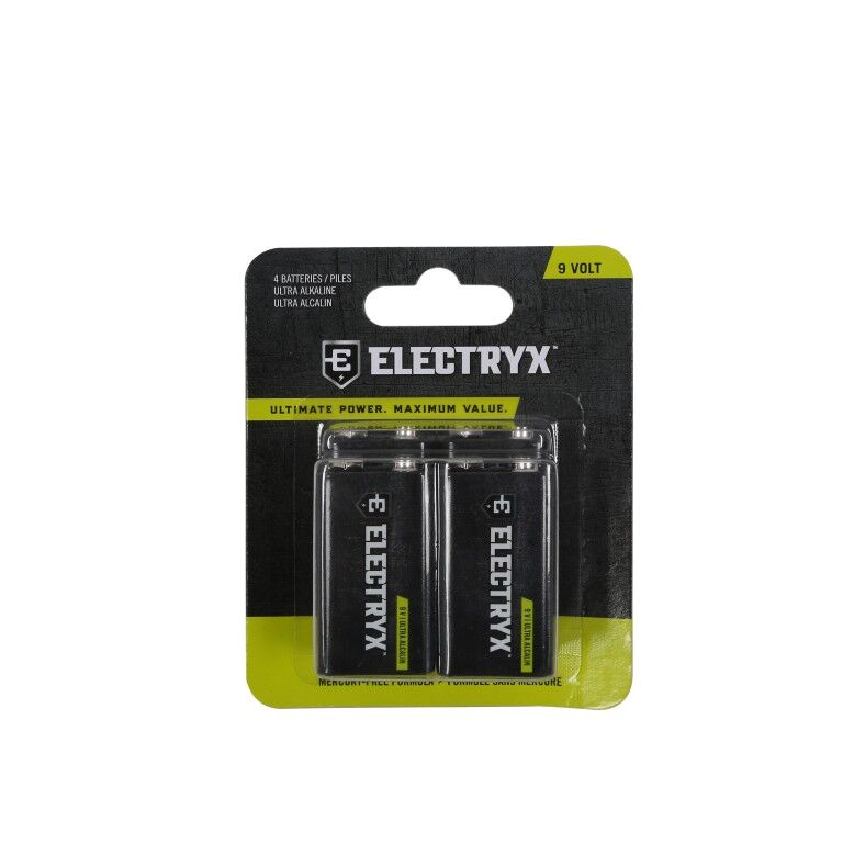 Electryx 9 Volt Ultra Alkaline Batteries, 4-Pk
