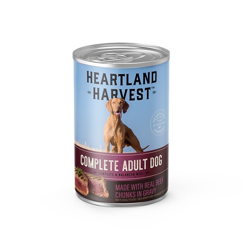 Heartland Harvest Complete Adult Wet Dog Food with Real Beef Chunks in Gravy, 14.5-Oz
