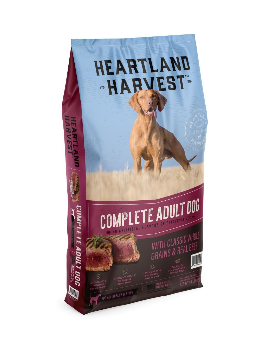 Heartland Harvest Complete Adult Dog with Classic Whole Grains & Real Beef, 40-Lb