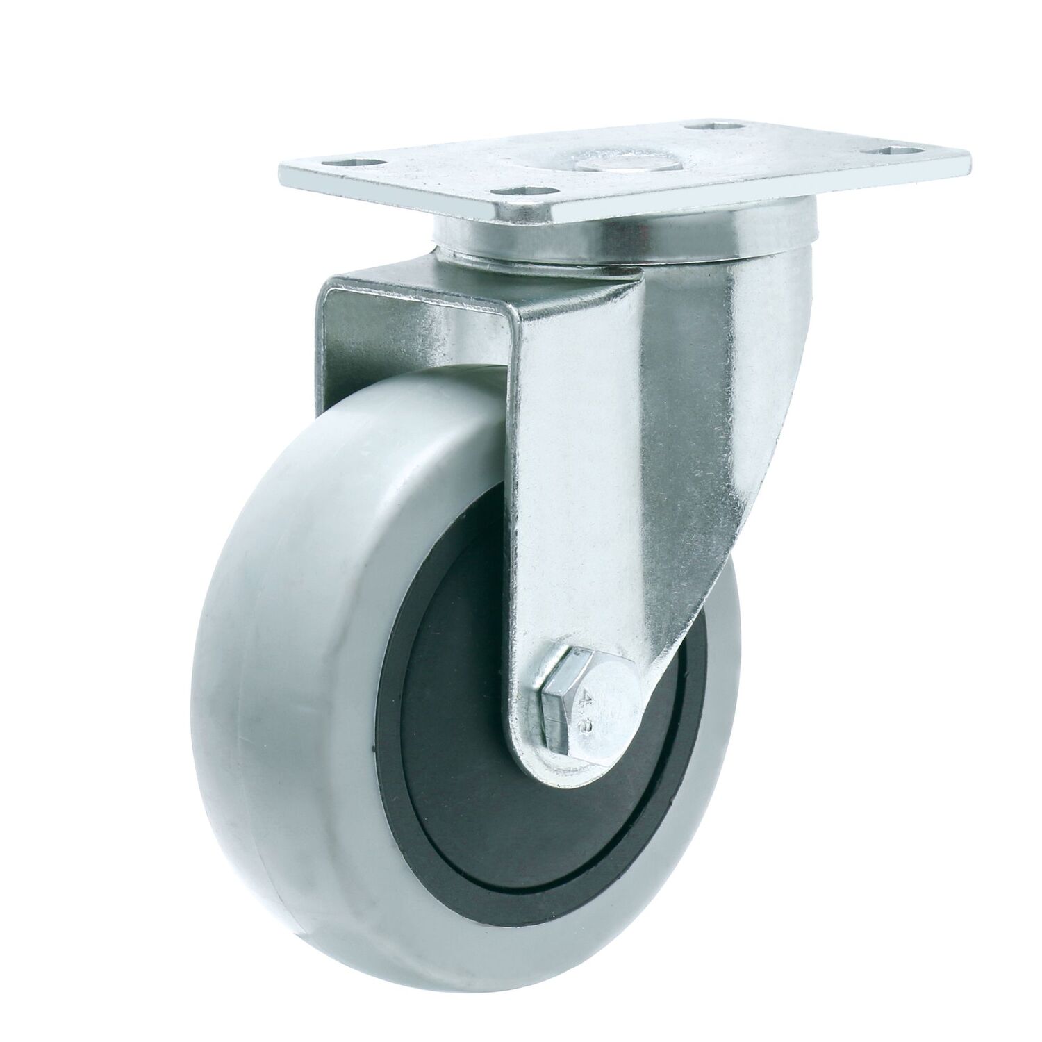 Precision Casters + Wheels Thermoplastic Rubber Swivel Plate Caster, 5-In