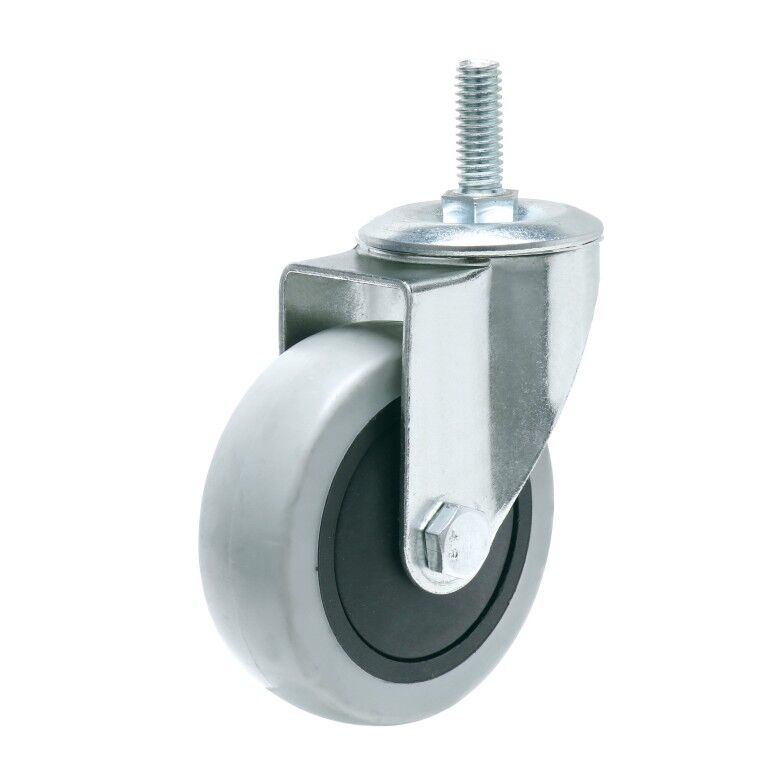 Precision Casters + Wheels 4-In Threaded Swivel Stem Non-Marking TPR Caster