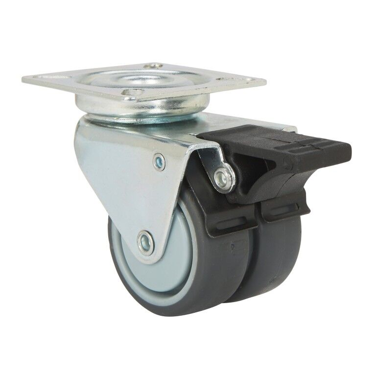 Precision Casters + Wheels 3-In Swivel Plate Non-Marking TPR Caster with Brake