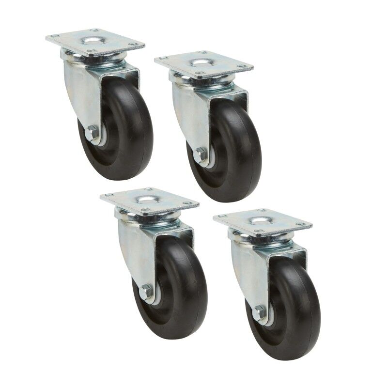 Precision Casters + Wheels 4-In Swivel Plate Plastic Caster, 4-Pk