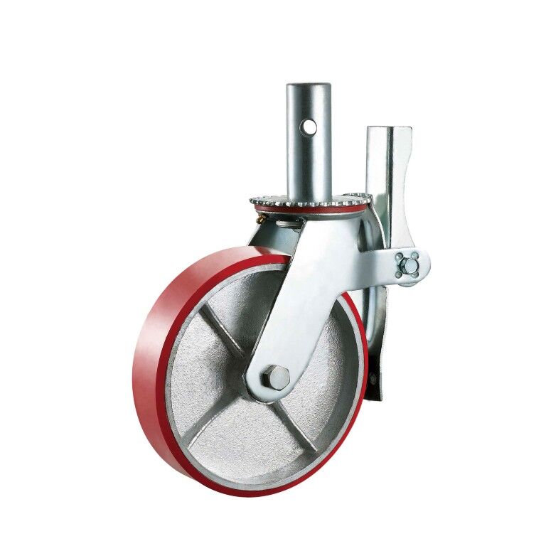 Precision Casters + Wheels Swivel Polyurethane Caster with Brake, 8-In