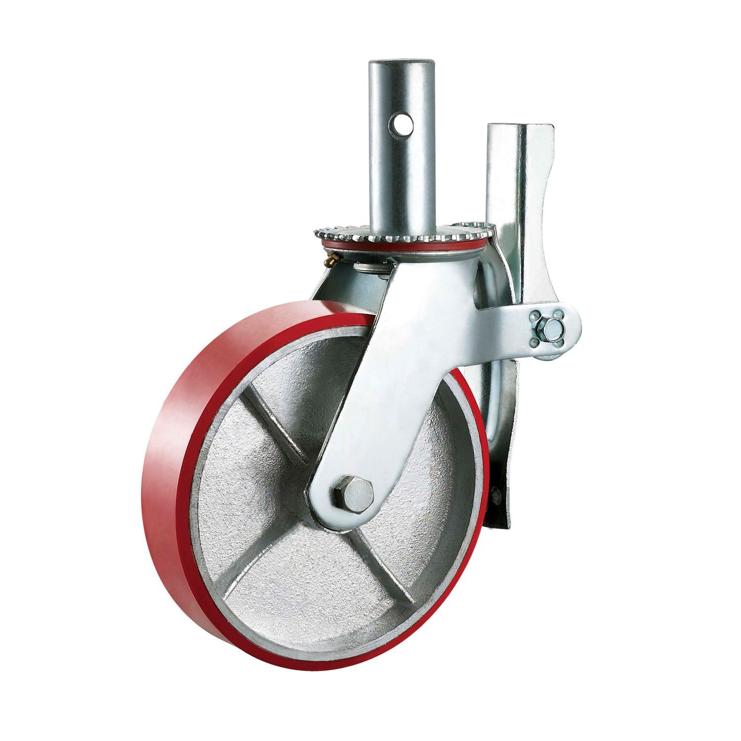 Precision Casters + Wheels 8-In Swivel Polyurethane Caster with Brake