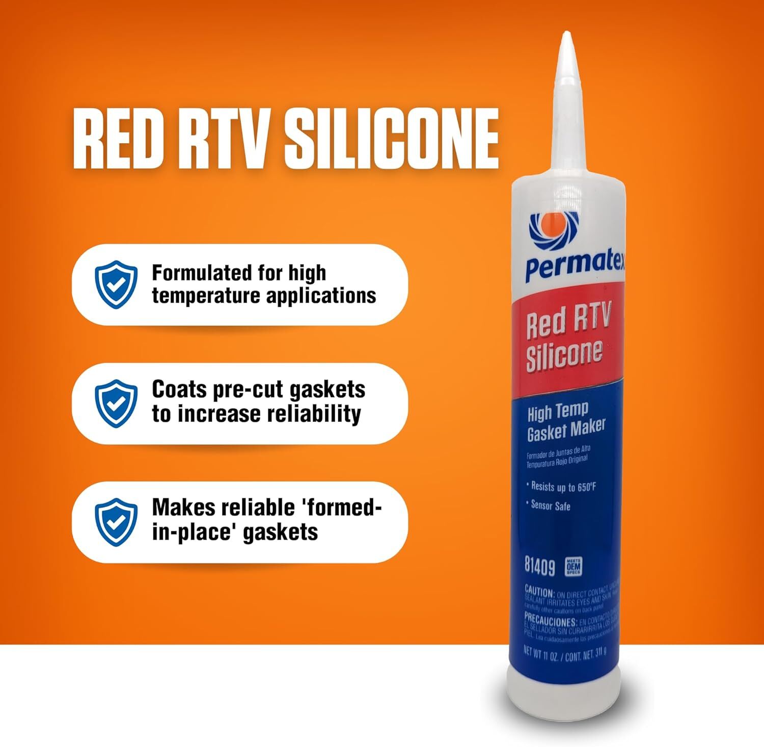 Permatex Red RTV Silicone High-Temp Gasket Maker, 11-Oz
