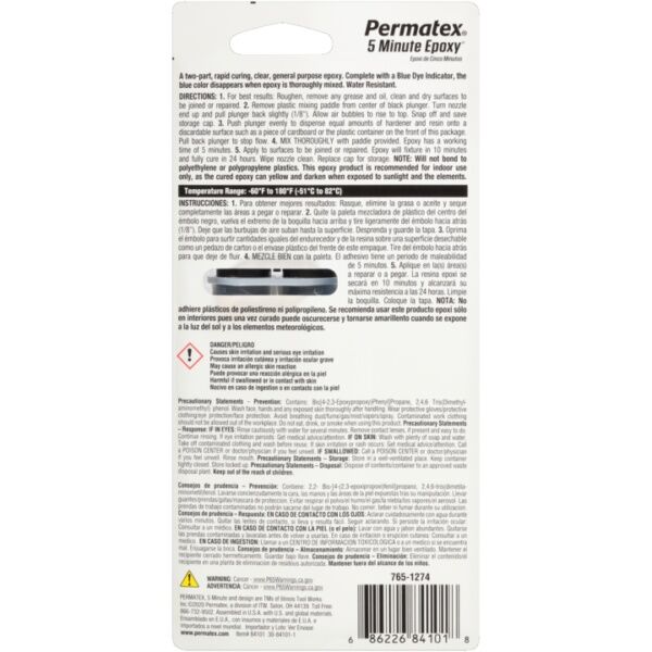 Permatex 5 Minute Epoxy Gel, .84-Oz