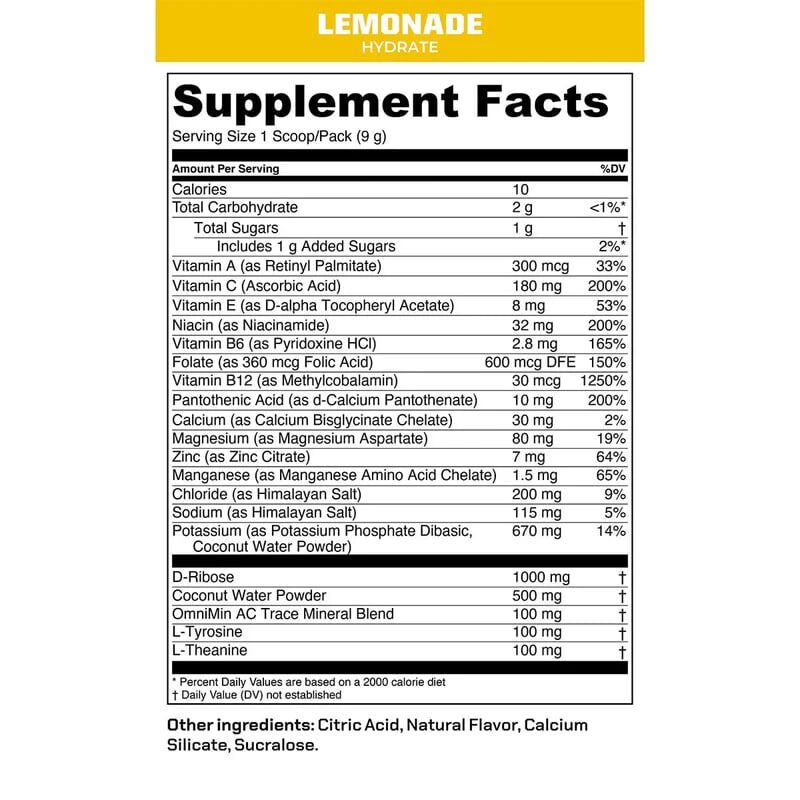 MTN OPS Hydrate Supplement Lemonade Flavor Singles