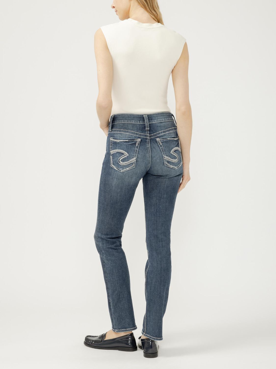 Silver Jeans Co. Women's Suki Mid Rise Straight Leg Jeans
