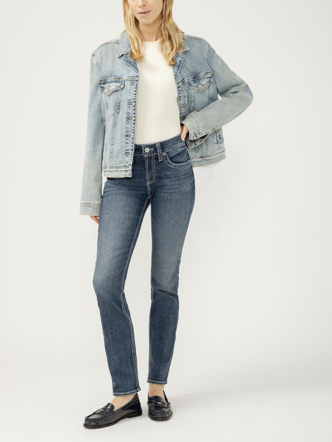 Silver Jeans Co. Women's Suki Mid Rise Straight Leg Jeans