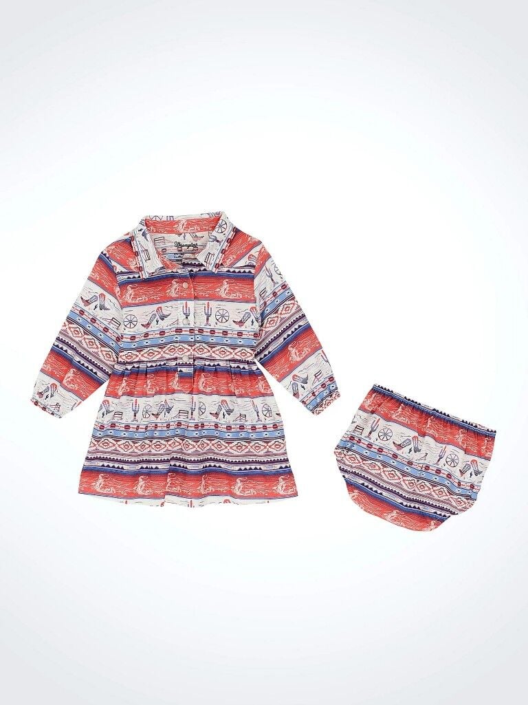 Wrangler Girl's Printed Western Snap Dress