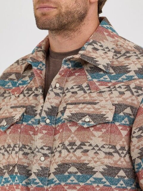 Wrangler Men's Retro Premium Jacquard Snap Shirt Jacket