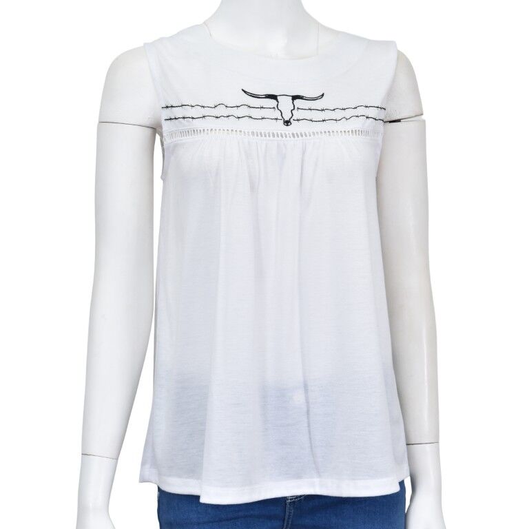 Cowboy Hardware Women's Skull & Barb Embossed Scoop Neck Tank Top