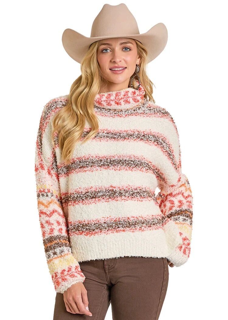 Rock & Roll Denim Women's Striped Turtleneck Sweater