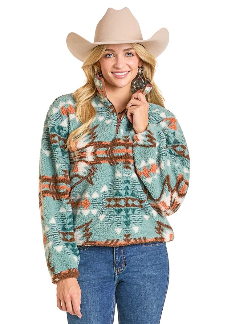 Rock & Roll Denim Women's Aztec Sherpa Pullover