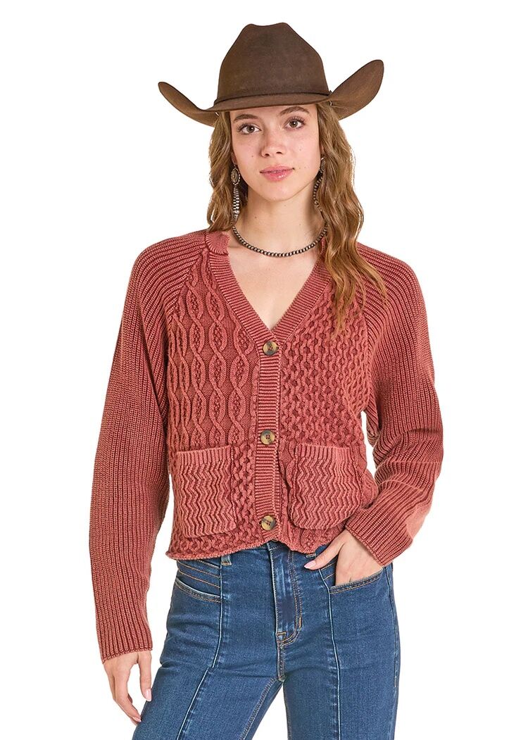 Rock & Roll Denim Women's Cord Knit Cardigan Sweater