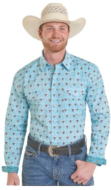 Panhandle Slim Men's Paisley Novelty Print Long Sleeve Snap Shirt