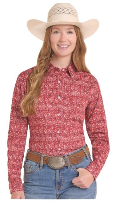 Panhandle Slim Women's Southwestern Bandana Print Long Sleeve Button Down Shirt