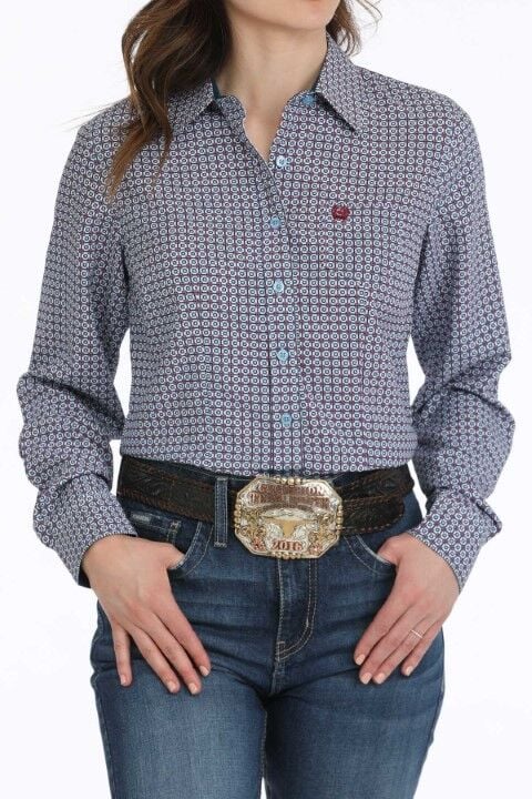 Cinch Women's Geometric Print Button Down Western Shirt