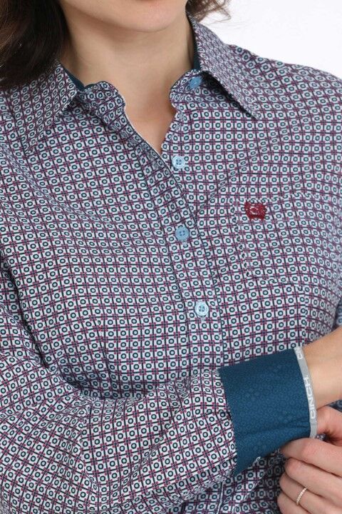 Cinch Women's Geometric Print Button Down Western Shirt