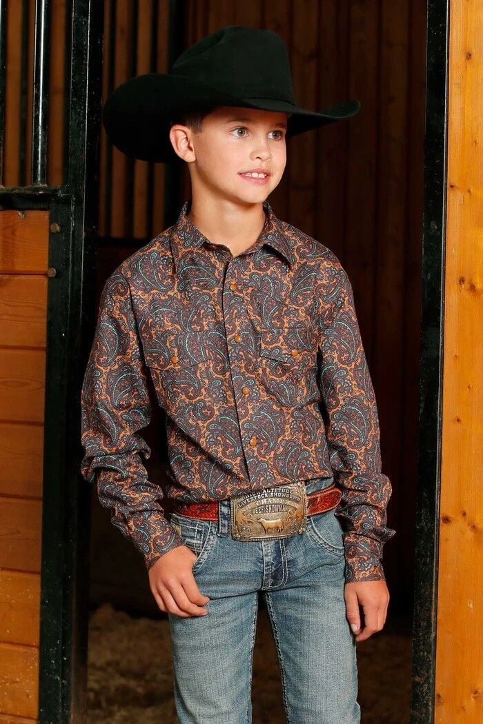 Cinch Boy's Snap Front Western Long Sleeve Shirt