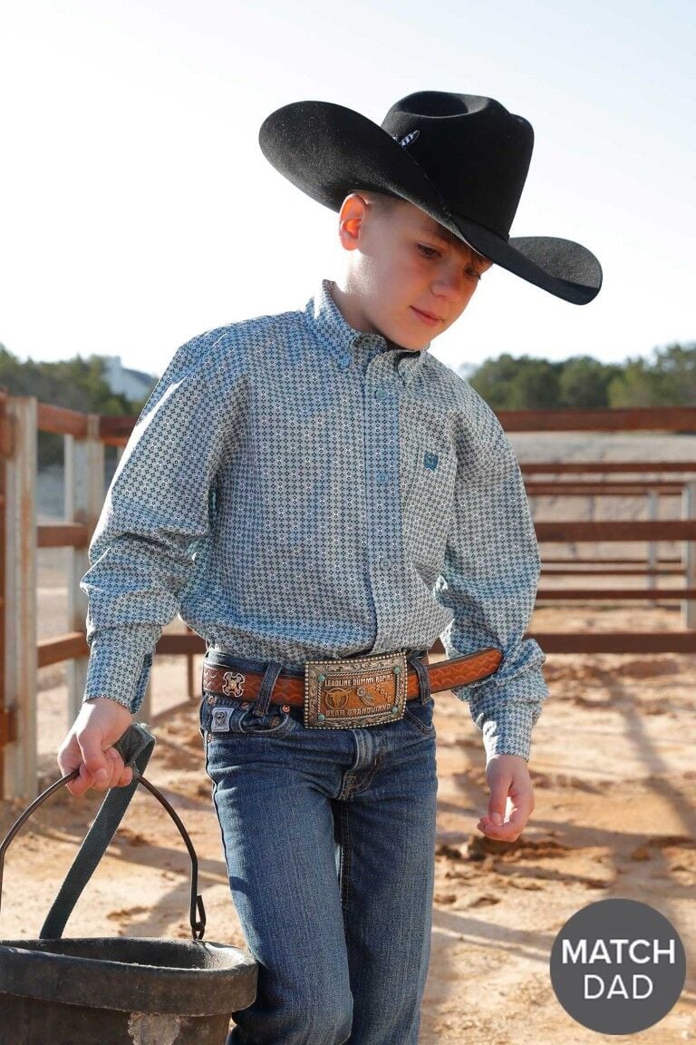 Cinch Boy's Geometric Print Button Down Western Shirt