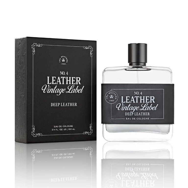 Tru Western No. 4 Leather Vintage Label Deep Leather Cologne, 3.4-Oz