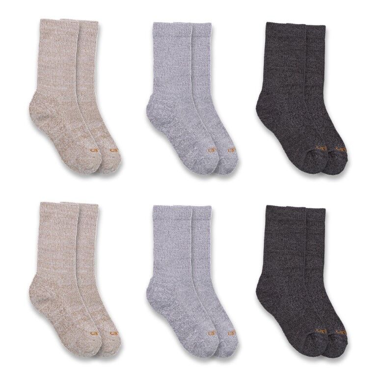 Carhartt Kids' Lightweight Crew Sock 6-Pk in Alabaster Heather