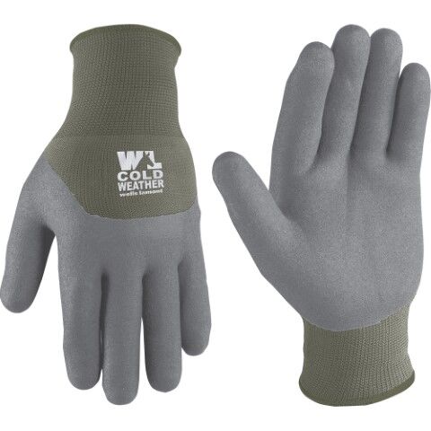 Wells Lamont Women's Winter Lined Latex Coated Knit Wrist Gloves in Grey
