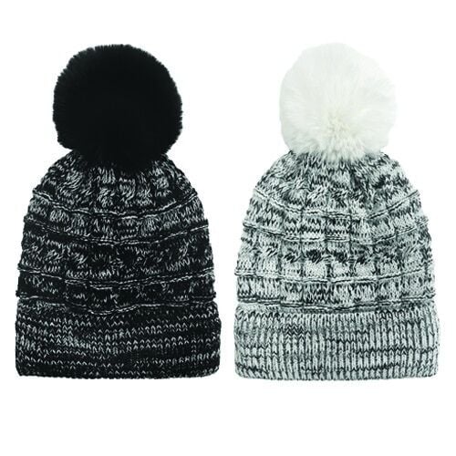 Grand Sierra Women's Marled Beanie With Faux Fur Pom