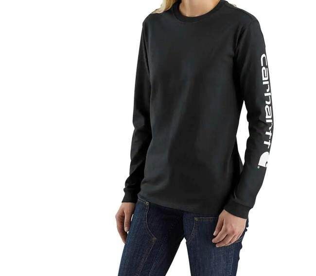 Carhartt Women's Loose Fit Heavyweight Long Sleeve Logo Sleeve Graphic T-Shirt