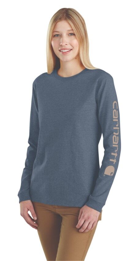 Carhartt Women's Loose Fit Heavyweight Long Sleeve Logo Sleeve Graphic T-Shirt