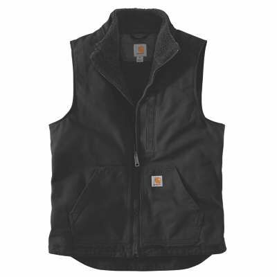Carhartt Men's Loose Fit Washed Duck Sherpa-Lined Mock-Neck Vest