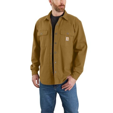 Carhartt Men's Rugged Flex Relaxed Fit Canvas Fleece Lined Shirt Jac
