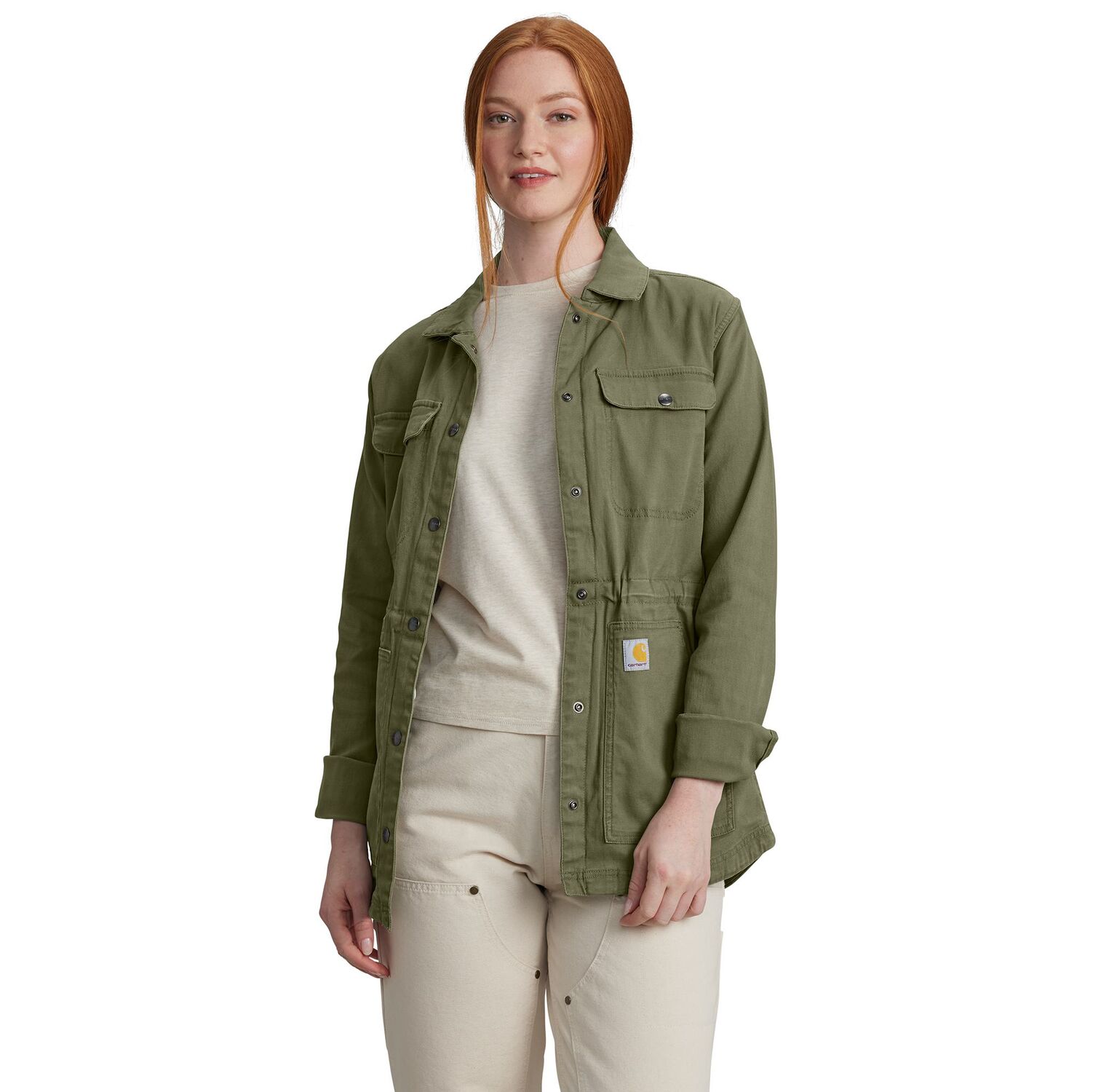 Carhartt Women's TENCEL Fiber Series Relaxed Fit Canvas Coat in Dusty Olive
