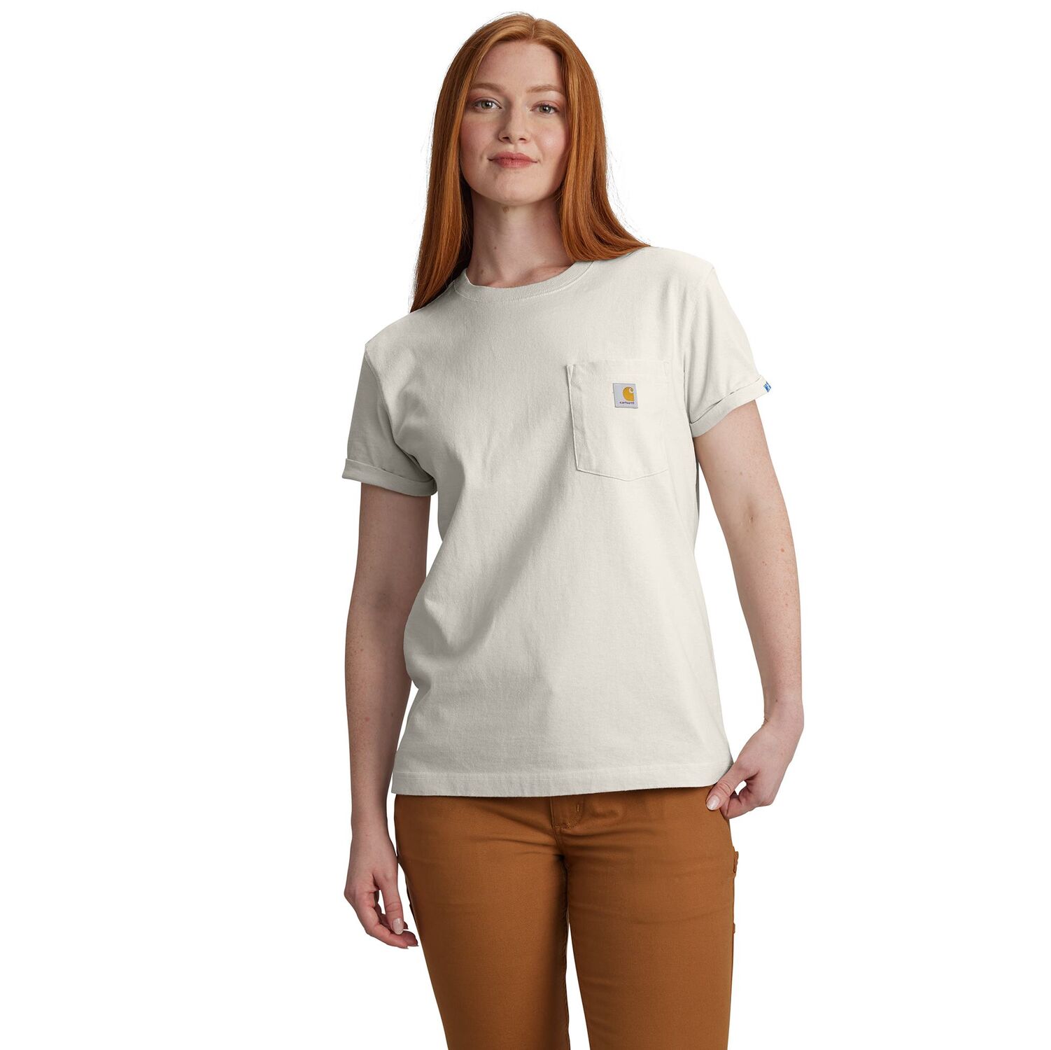 Carhartt Women's Loose Fit Heavyweight Short Sleeve Love Of Labor Graphic T-Shirt in Malt