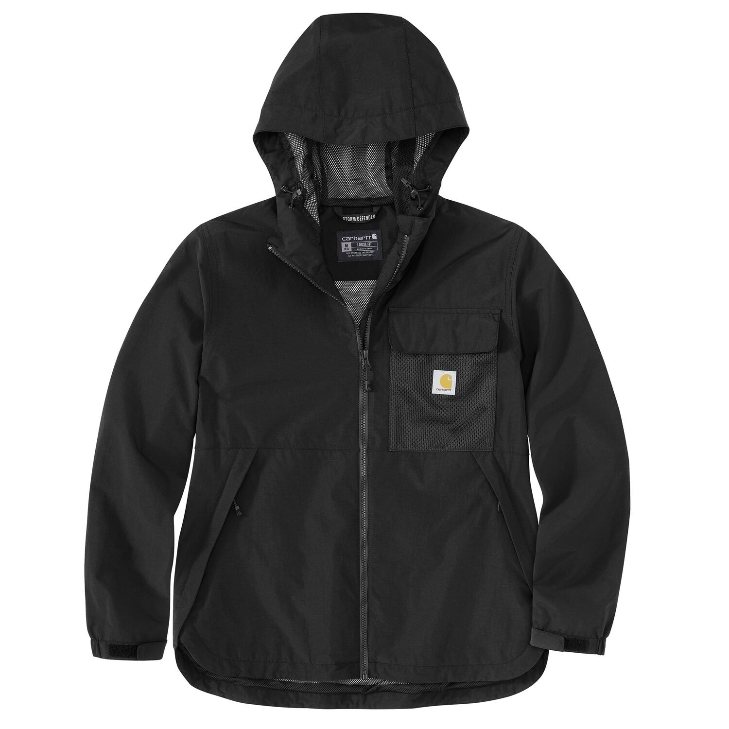 Carhartt Women's Storm Defender Loose Fit Lightweight Hooded Packable Jacket in Black