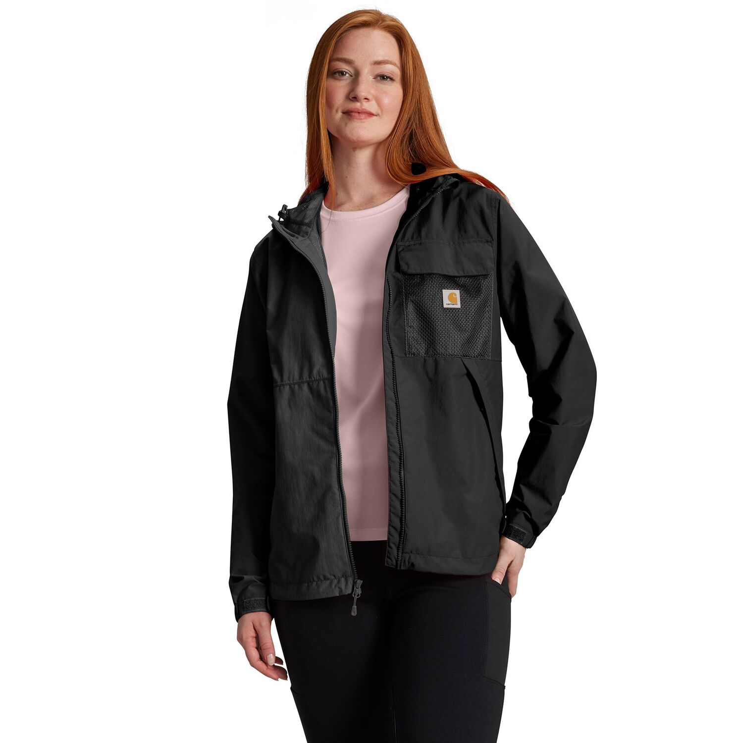 Carhartt Women's Storm Defender Loose Fit Lightweight Hooded Packable Jacket in Black
