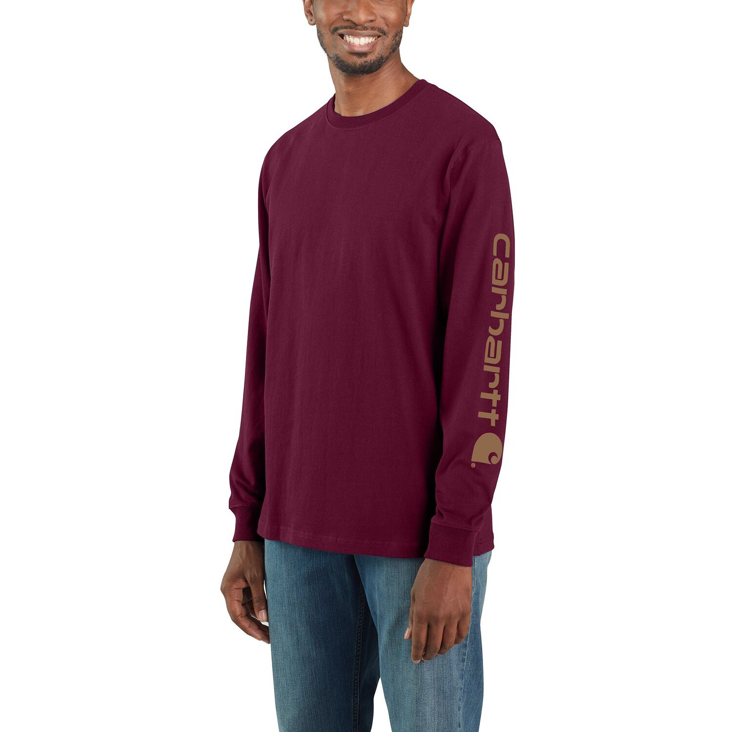 Carhartt Men's Loose Fit Heavyweight Long Sleeve Logo Sleeve Graphic T-Shirt