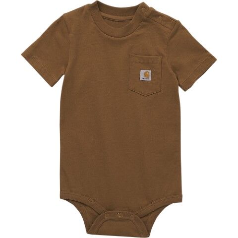 Carhartt Kids' Short Sleeve Pocket Bodysuit in Carhartt Brown