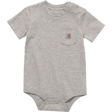 Carhartt Kids' Short Sleeve Pocket Bodysuit in Grey Heather