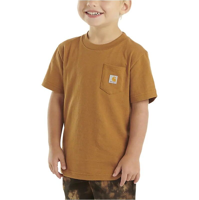 Carhartt Brown Kids' Short Sleeve Pocket T-Shirt in Carhartt Brown
