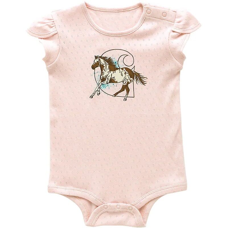 Carhartt Girl's Short Sleeve Horse Bodysuit in Soft Rose