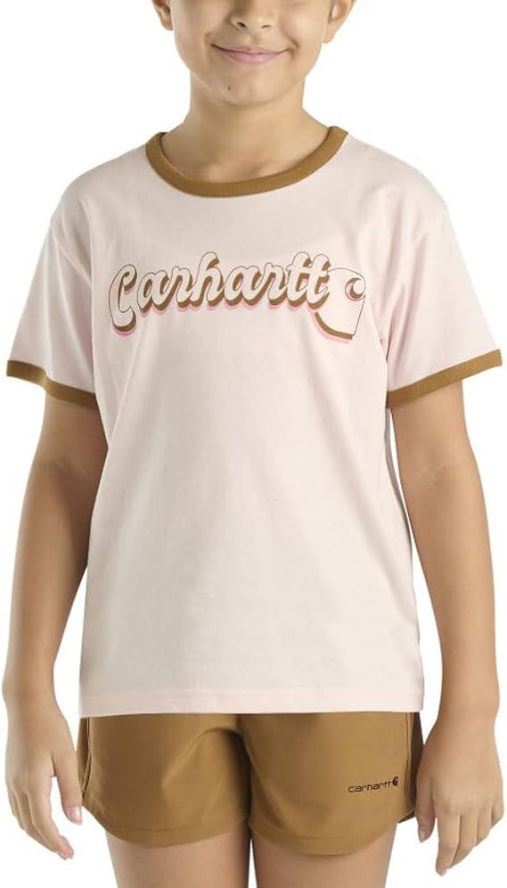 Carhartt Girl's Short Sleeve Ringer Logo T-Shirt in Potpourri
