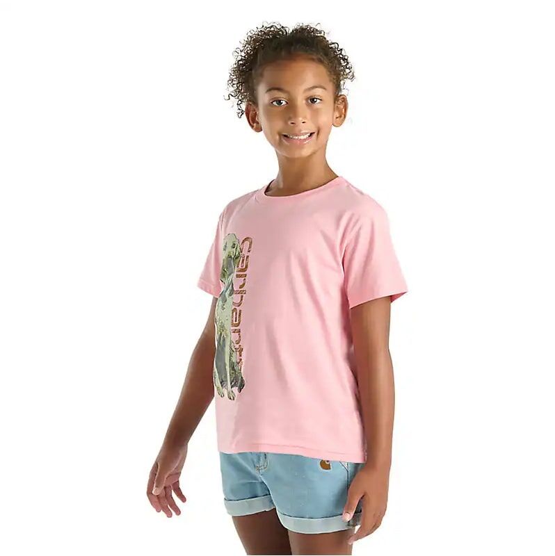 Carhartt Girl's Short Sleeve Dog T-Shirt in Pink
