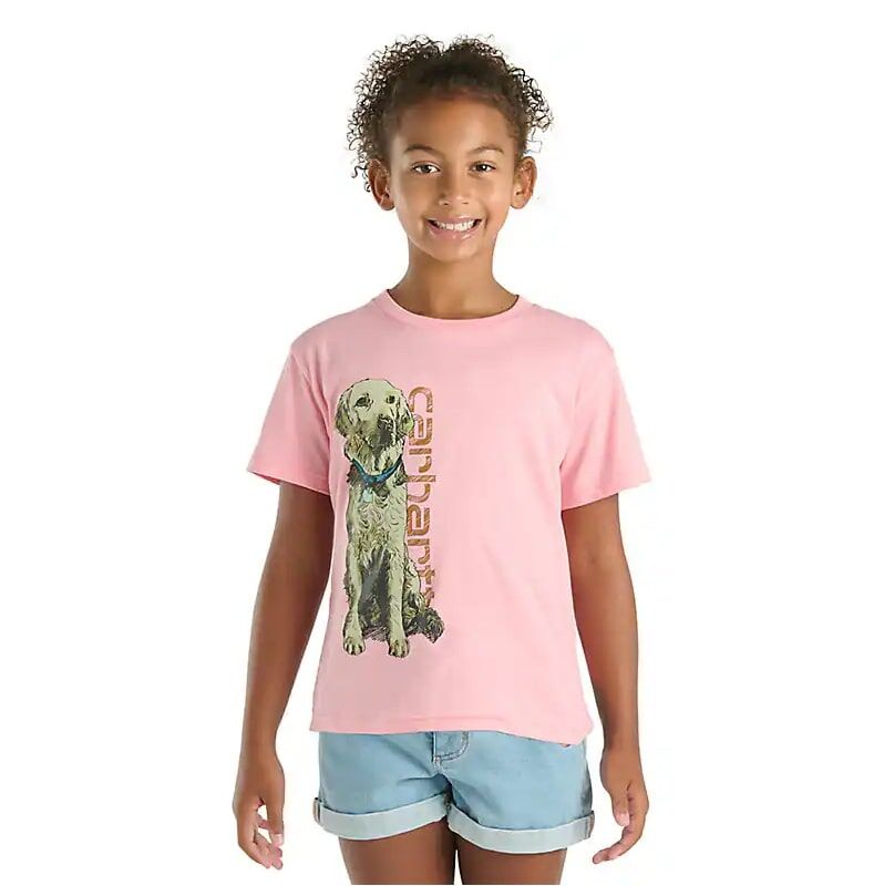 Carhartt Girl's Short Sleeve Dog T-Shirt in Pink